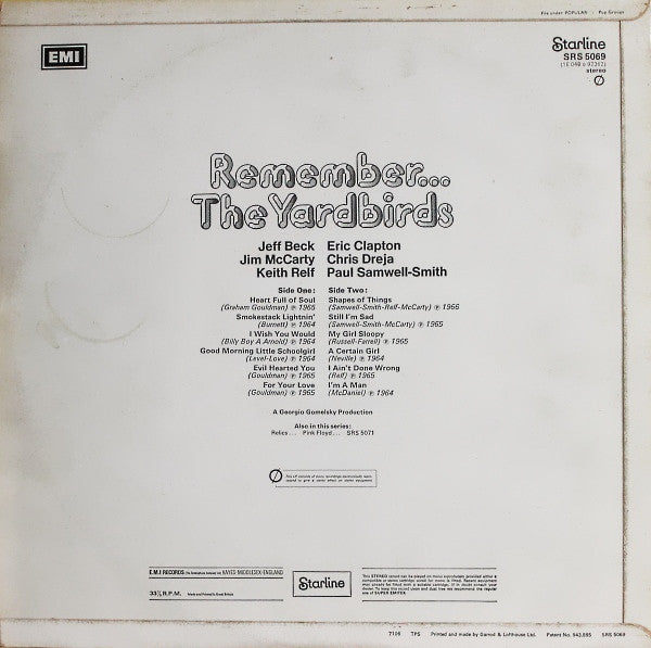 The Yardbirds - Remember... The Yardbirds (Vinyl, LP, Compilation, Stereo) Very Good Plus (VG+) / Very Good (VG)