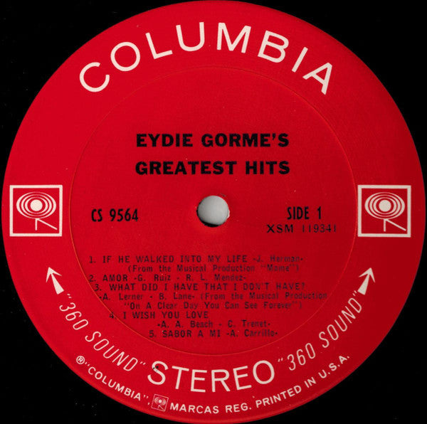 Eydie Gormé - Eydie Gorme's Greatest Hits (LP, Compilation, Stereo) - Good Plus (G+) / Very Good Plus (VG+)