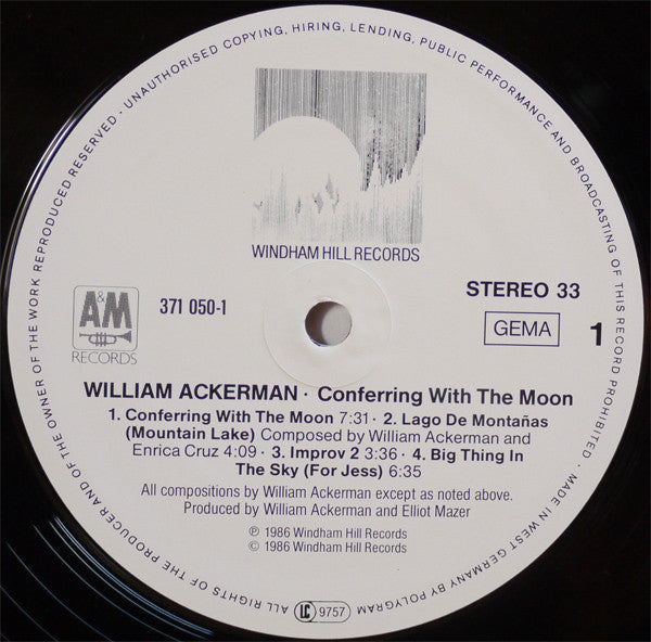 William Ackerman - Conferring With The Moon (Vinyl, LP, Album, Stereo) Very Good Plus (VG+) / Very Good Plus (VG+)