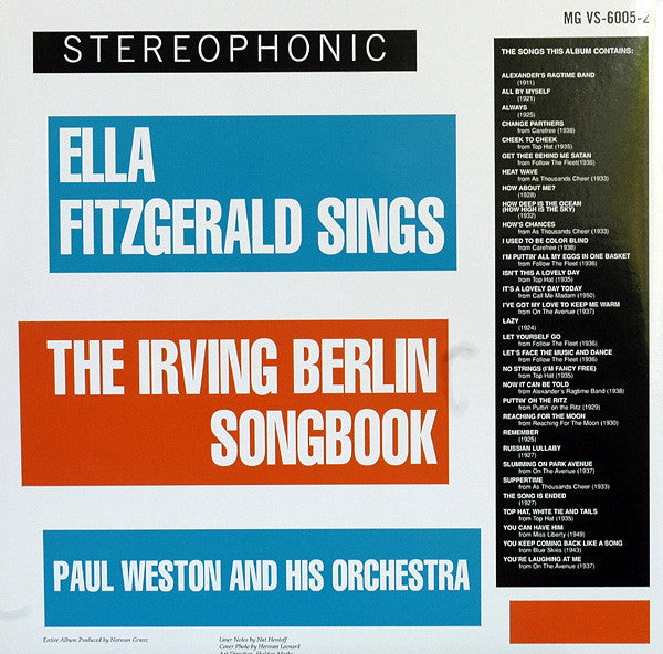 Ella Fitzgerald - Sings The Irving Berlin Songbook (2xVinyl, LP, Album, Remastered, Stereo) Near Mint (NM or M-) / Near Mint (NM or M-)