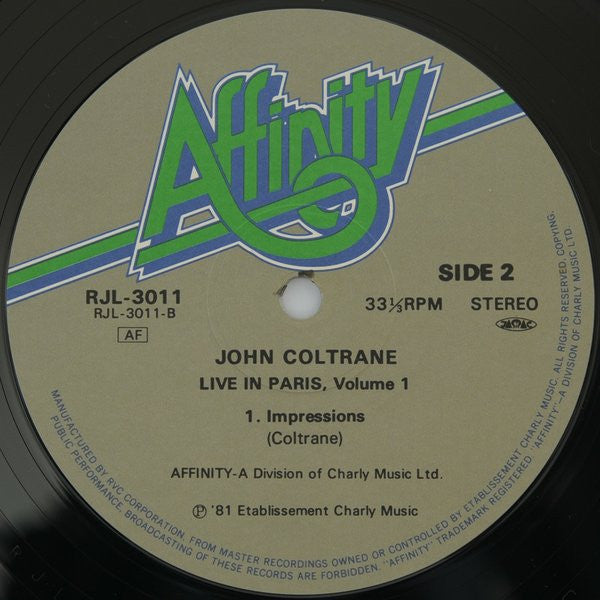 John Coltrane - Live In Paris Volume One (Vinyl, LP, Album) Near Mint (NM or M-) / Very Good Plus (VG+)