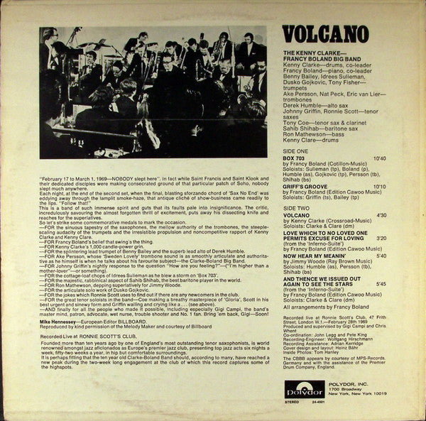 Clarke-Boland Big Band - Volcano (Live) (Vinyl, LP, Album) Very Good (VG) / Very Good (VG)