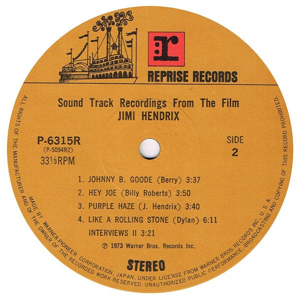 Jimi Hendrix - Sound Track Recordings From The Film "Jimi Hendrix" ...