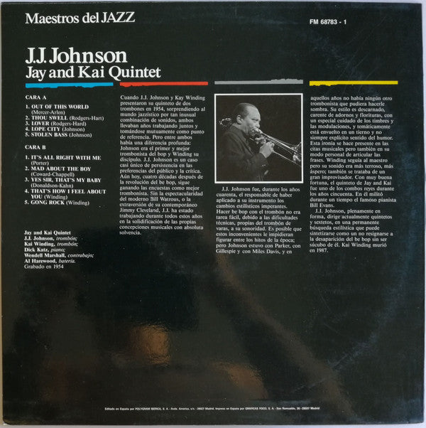 J.J. Johnson - Jay And Kai Quintet (Vinyl, LP, Stereo) Very Good Plus (VG+) / Very Good (VG)