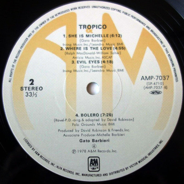 Gato Barbieri - Tropico (Vinyl, LP, Album, Reissue) Very Good Plus (VG+) / Very Good Plus (VG+)
