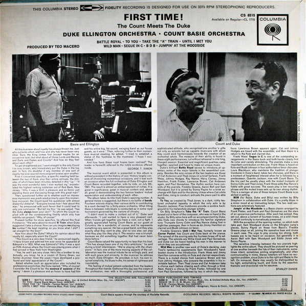 Duke Ellington - First Time! (The Count Meets The Duke) (Vinyl, LP, Album, Reissue, Stereo) Very Good (VG) / Very Good (VG)