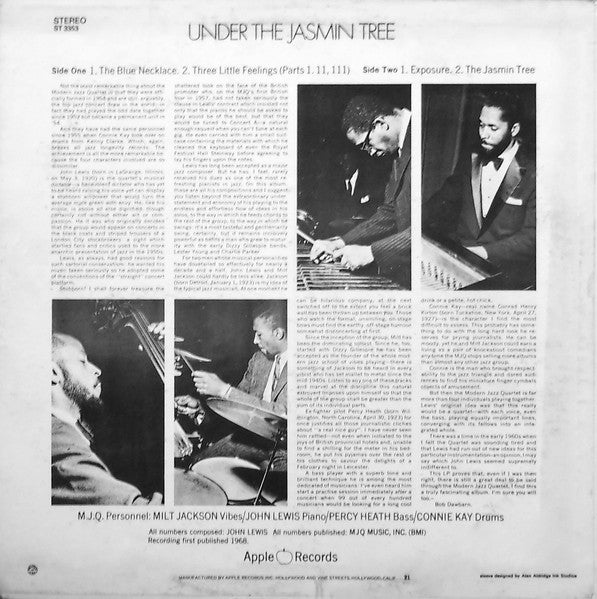 The Modern Jazz Quartet - Under The Jasmin Tree (Vinyl, LP, Stereo, Album) Good Plus (G+) / Very Good (VG)