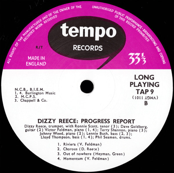 Dizzy Reece - Progress Report (Vinyl, LP, Album, Reissue, Mono) Near Mint (NM or M-) / Near Mint (NM or M-)