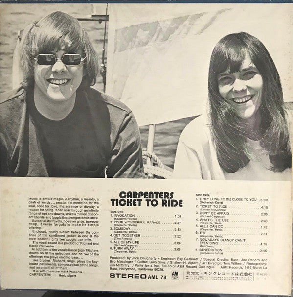 Carpenters - Ticket To Ride (Vinyl, LP, Album)