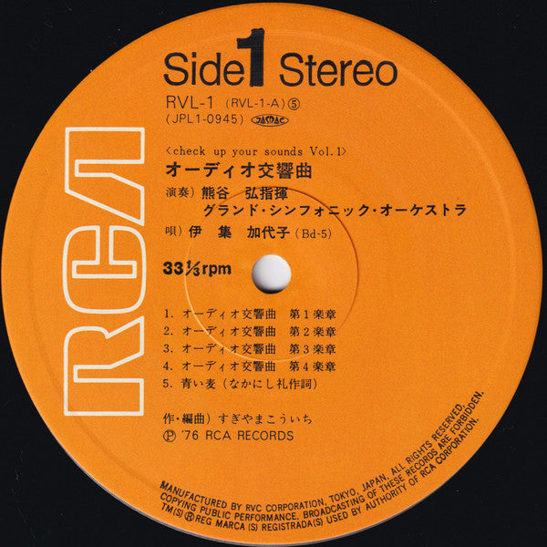 Kouichi Sugiyama - Audio Symphony (Check Up Your Sounds Vol.1) (Vinyl, LP, Album) Very Good Plus (VG+) / Good Plus (G+)