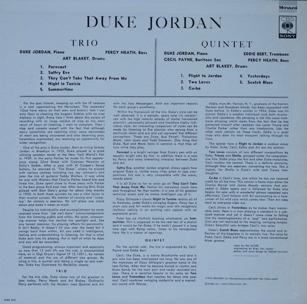 Duke Jordan - Duke Jordan (Vinyl, LP, Album, Reissue, Mono)