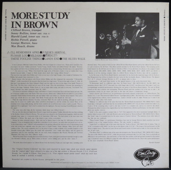 Clifford Brown - More Study In Brown (Vinyl, LP, Album, Mono)