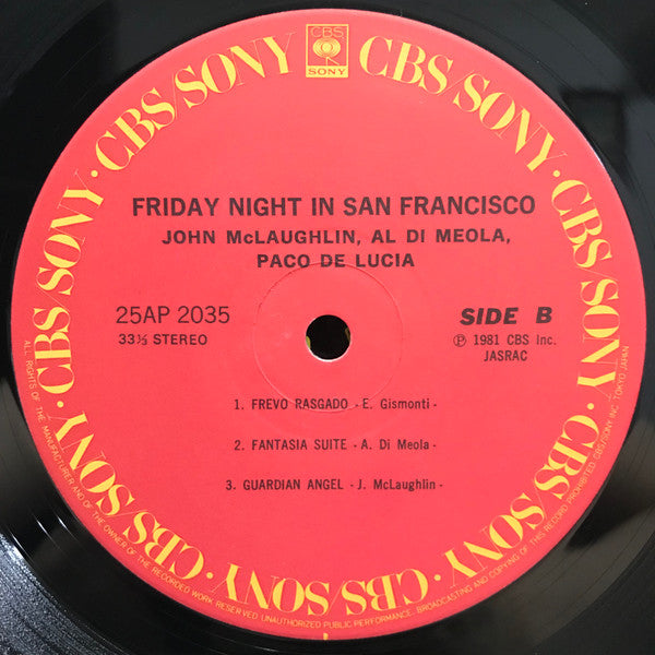 Al Di Meola - Friday Night In San Francisco (Vinyl, LP, Album) Very Good Plus (VG+) / Very Good Plus (VG+)