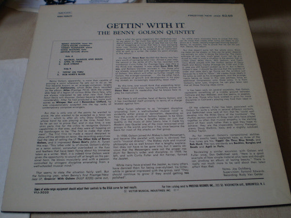 Benny Golson - Gettin' With It (Vinyl, LP, Album, Limited Edition, Reissue) Very Good Plus (VG+) / Very Good Plus (VG+)