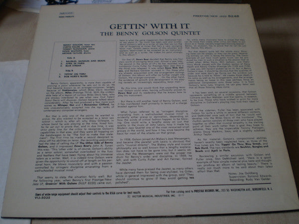 Benny Golson - Gettin' With It (Vinyl, LP, Album, Limited Edition, Reissue) Very Good (VG) / Good Plus (G+)