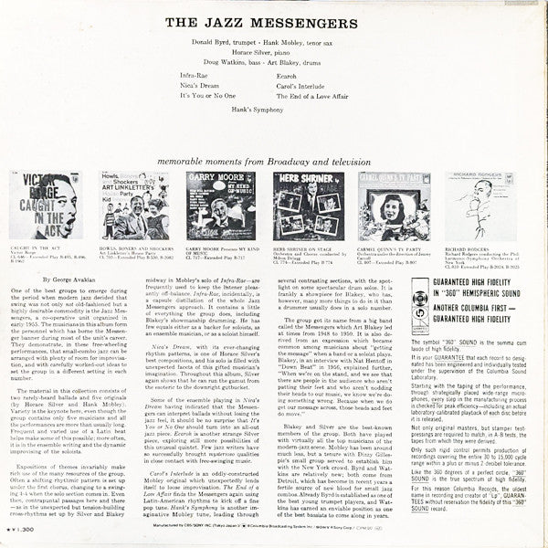 Art Blakey & The Jazz Messengers - The Jazz Messengers (Vinyl, LP, Album, Reissue, Mono) Good Plus (G+) / Very Good (VG)