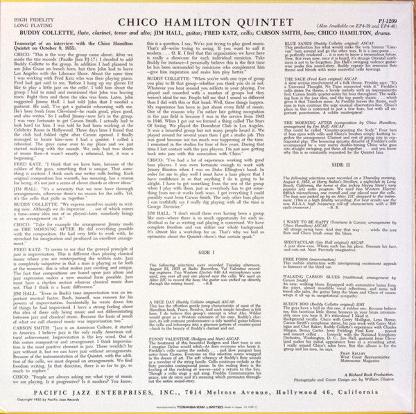 The Chico Hamilton Quintet - Chico Hamilton Quintet (Vinyl, LP, Album, Mono) Very Good Plus (VG+) / Very Good Plus (VG+)