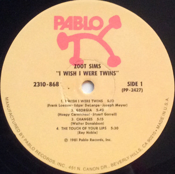Zoot Sims - I Wish I Were Twins (Vinyl, LP, Album, Stereo) Very Good Plus (VG+) / Very Good Plus (VG+)
