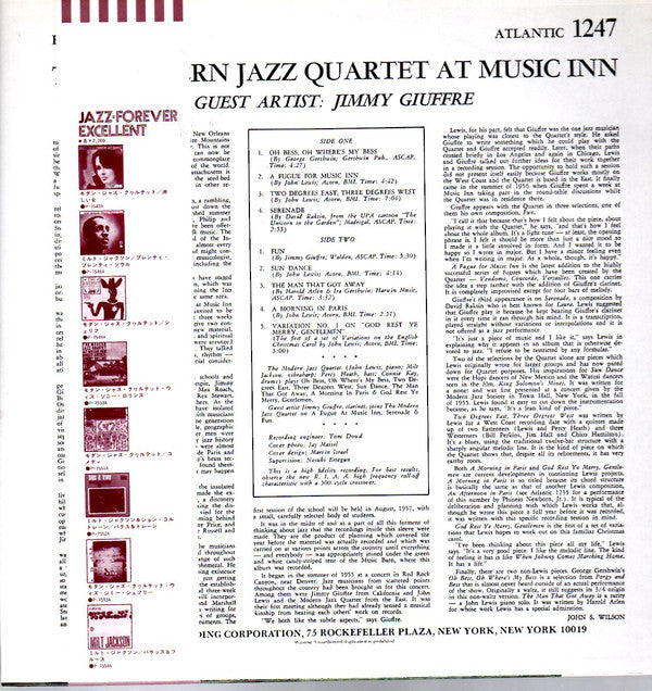 The Modern Jazz Quartet - The Modern Jazz Quartet At Music Inn (Vinyl, LP, Album, Reissue, Stereo) Near Mint (NM or M-) / Very Good Plus (VG+)