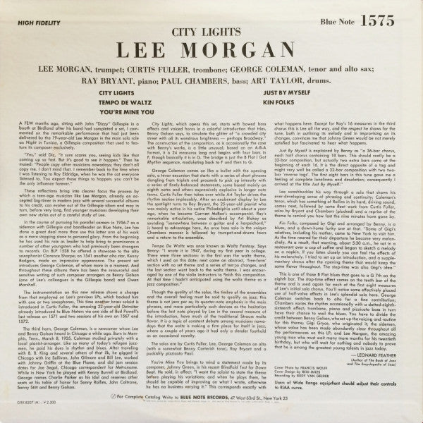 Lee Morgan - City Lights (Vinyl, LP, Album, Mono, Reissue) Very Good Plus (VG+) / Very Good (VG)