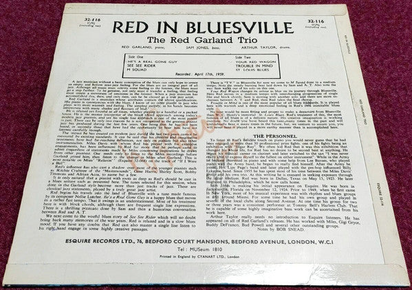 Red Garland - Red In Bluesville (Vinyl, LP, Album, Mono) Good Plus (G+) / Very Good (VG)