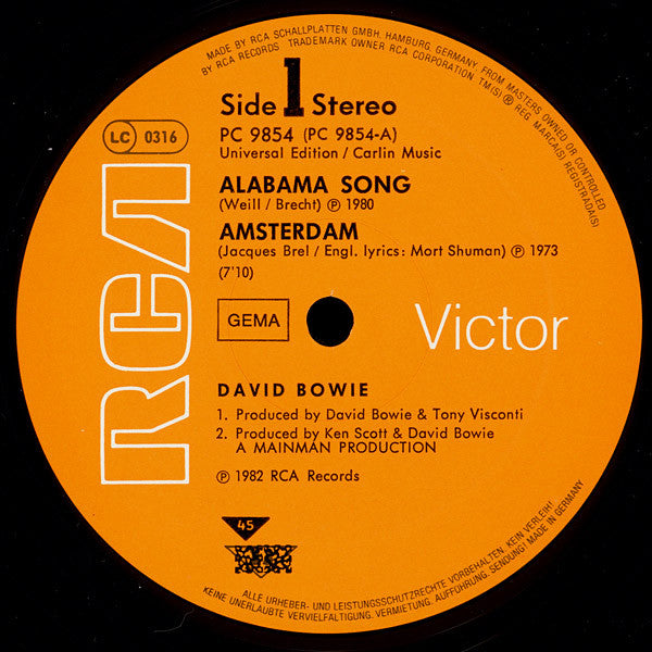 David Bowie - Alabama Song / Amsterdam / Space Oddity (Vinyl, 12", 45 RPM, Single, Stereo) Very Good Plus (VG+) / Good Plus (G+)