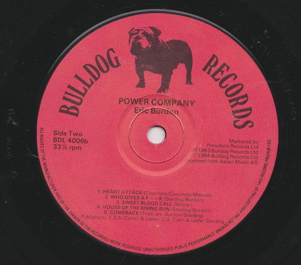 Eric Burdon - Power Company (Vinyl, LP, Album) Very Good Plus (VG+) / Very Good (VG)