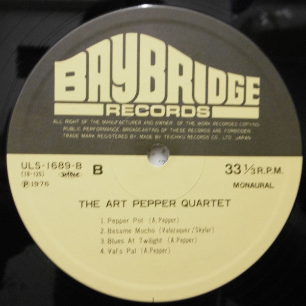 Art Pepper Quartet - The Art Pepper Quartet (Vinyl, LP, Album, Reis...