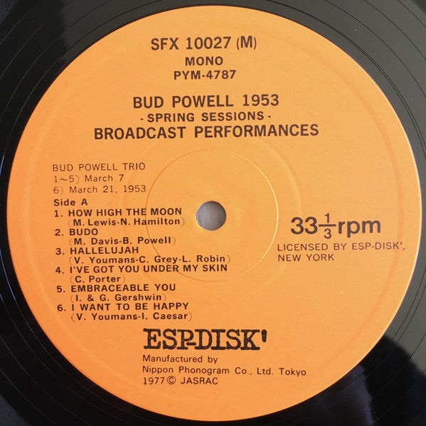 Bud Powell - 1953 Spring Sessions - Broadcast Performances (Vinyl, ...