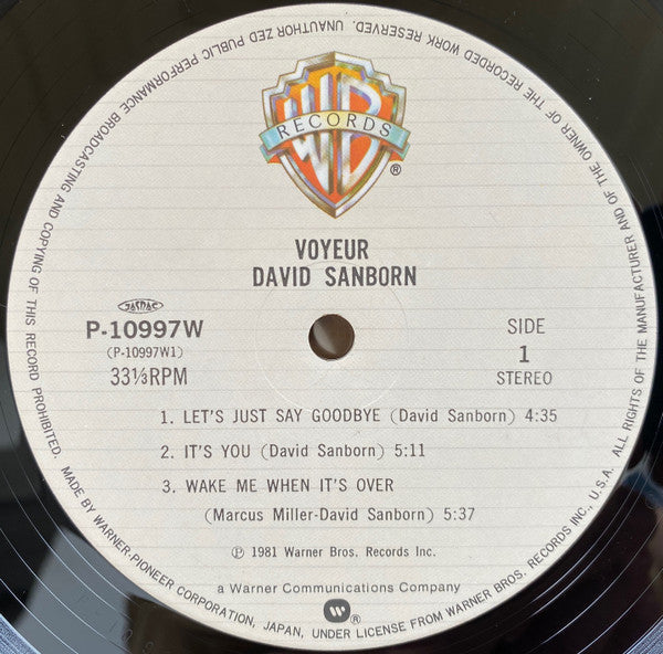 David Sanborn - Voyeur (Vinyl, LP, Album, Stereo)