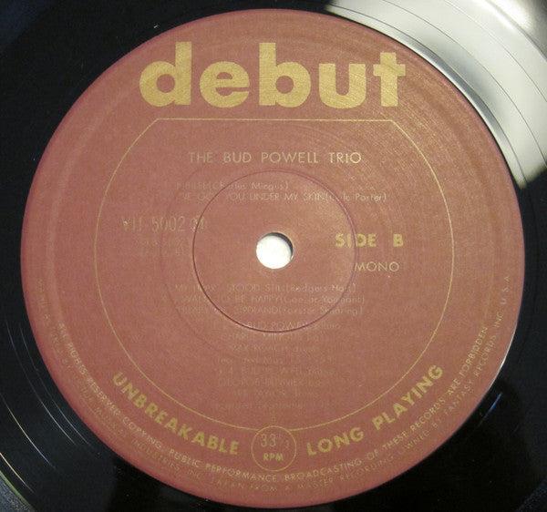 The Bud Powell Trio - The Bud Powell Trio (Vinyl, LP, Album, Reissue, Mono) Very Good (VG) / Very Good Plus (VG+)