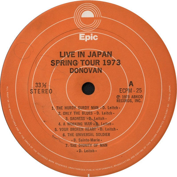 Donovan - Live In Japan: Spring Tour 1973 (Vinyl, LP, Album, Stereo)