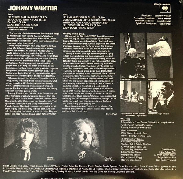 Johnny Winter - Johnny Winter (Vinyl, LP, Album, Reissue) Very Good (VG) / Very Good Plus (VG+)