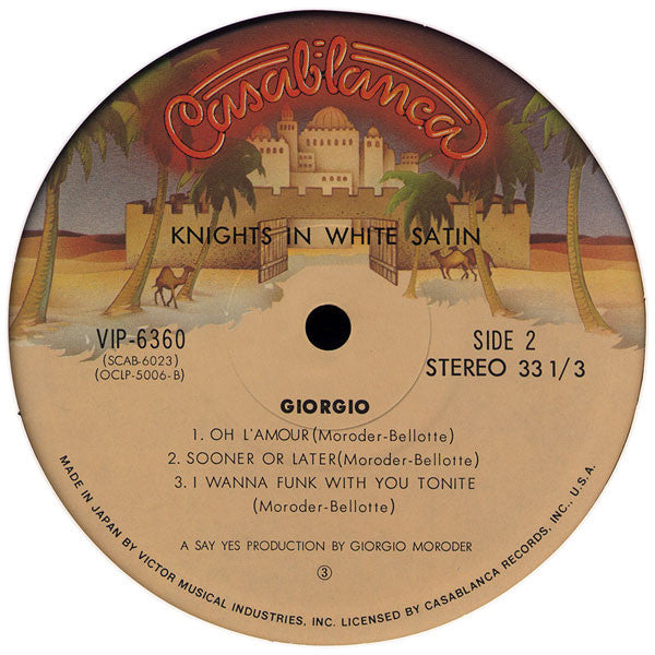 Giorgio Moroder - Knights In White Satin (Vinyl, LP, Album) Very Good (VG) / Very Good (VG)