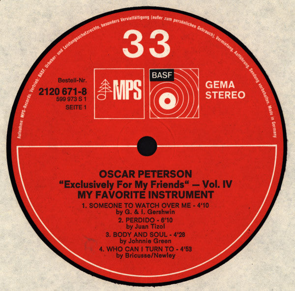 Oscar Peterson - My Favorite Instrument (Vinyl, LP, Album, Repress) Very Good Plus (VG+) / Very Good (VG)