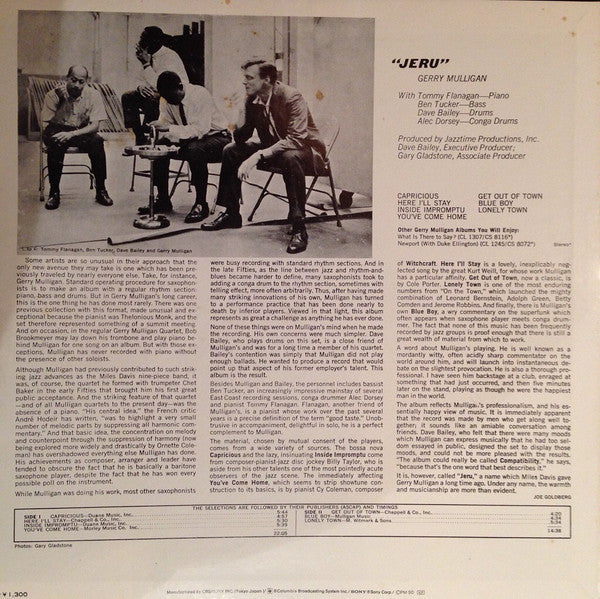 Gerry Mulligan - Jeru (Vinyl, LP, Album, Reissue, Stereo)