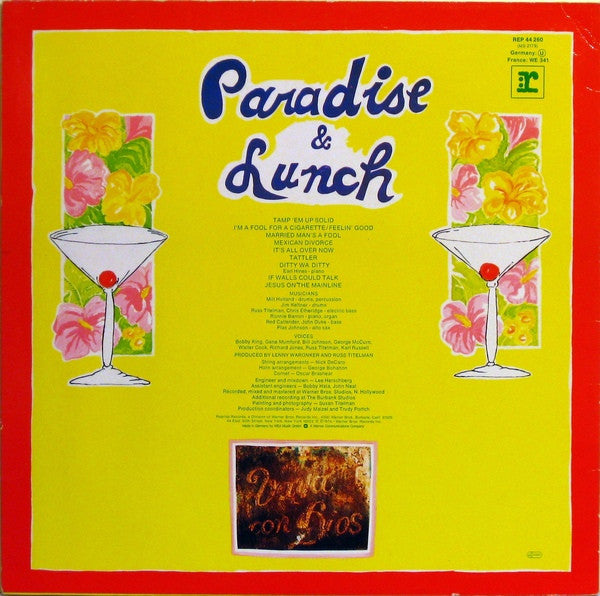 Ry Cooder - Paradise And Lunch (Vinyl, LP, Album, Reissue, Stereo) Very Good Plus (VG+) / Very Good Plus (VG+)