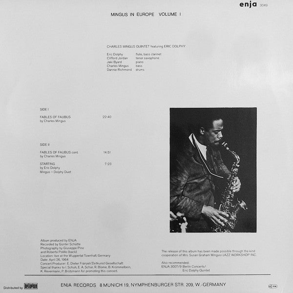 The Charles Mingus Quintet - Mingus In Europe Volume I (Vinyl, LP, Album) Near Mint (NM or M-) / Very Good Plus (VG+)