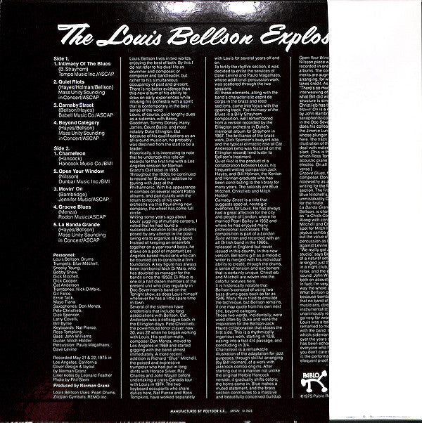 Louis Bellson - The Louis Bellson Explosion (Vinyl, LP, Album) Very Good Plus (VG+) / Very Good (VG)