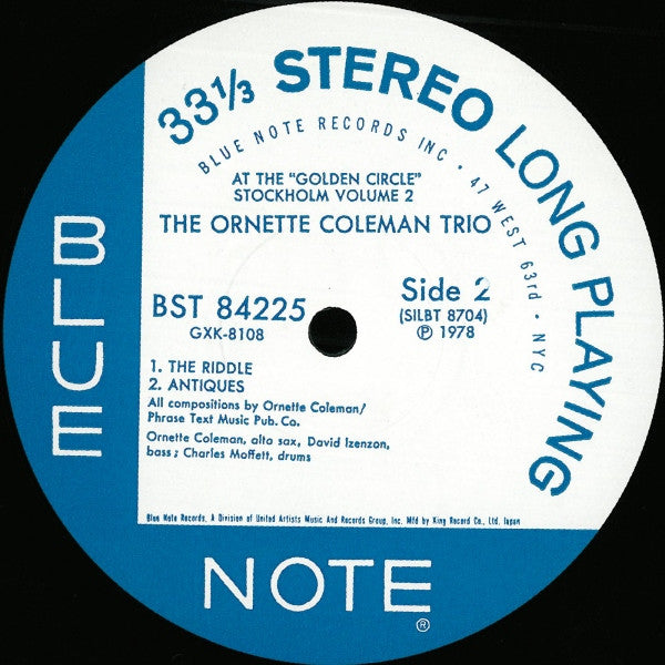 The Ornette Coleman Trio - At The "Golden Circle" Stockholm - Volume Two (Vinyl, LP, Album, Reissue) Very Good Plus (VG+) / Very Good (VG)