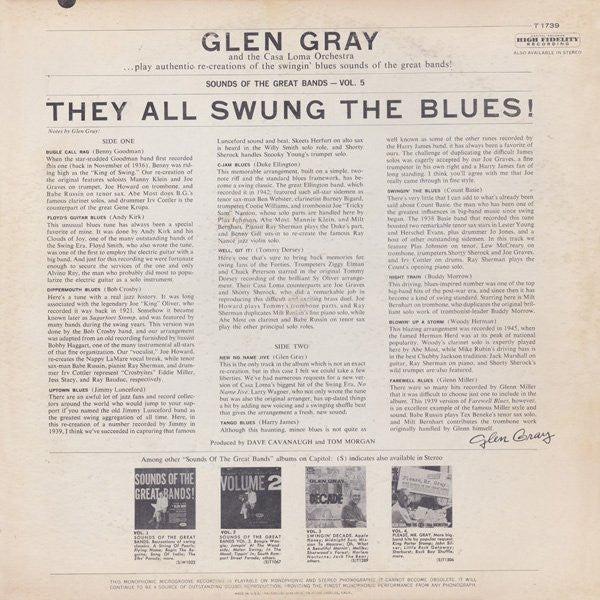Glen Gray & The Casa Loma Orchestra - They All Swung The Blues (Sounds Of The Great Bands - Vol. 5) (Vinyl, LP, Album, Mono) Very Good (VG) / Good Plus (G+)