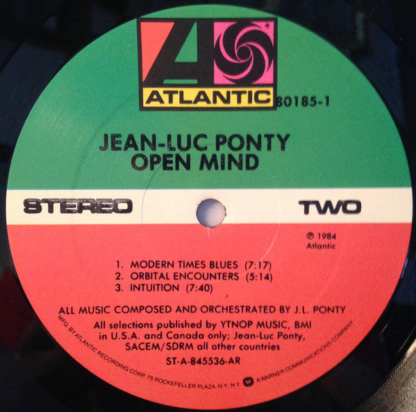 Jean-Luc Ponty - Open Mind (Vinyl, LP, Album, Stereo) Very Good (VG) / Very Good Plus (VG+)