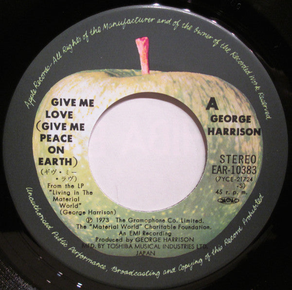 George Harrison - Give Me Love (Give Me Peace On Earth) / Miss O'Dell (Vinyl, 7", 45 RPM, Single, Stereo) Very Good (VG) / Very Good (VG)