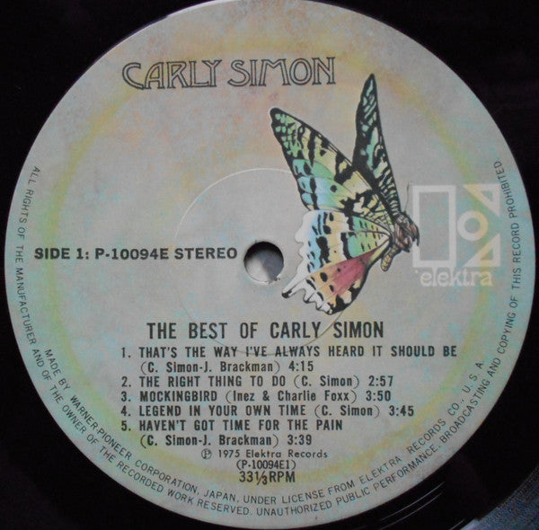 Carly Simon - The Best Of Carly Simon (Vinyl, LP, Compilation) Very Good Plus (VG+) / Very Good Plus (VG+)