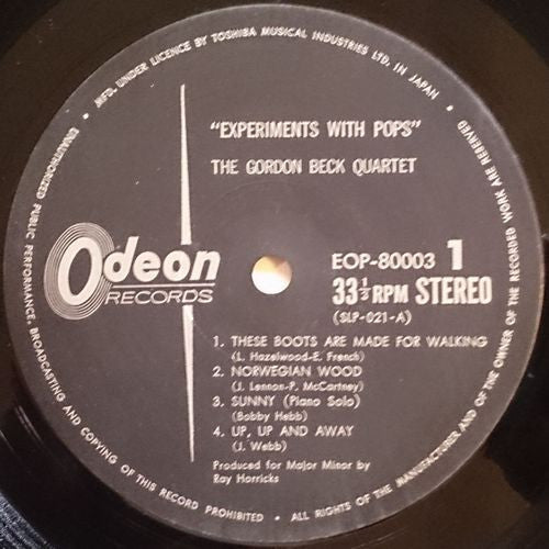 The Gordon Beck Quartet - Experiments With Pops (Vinyl, LP, Album, Stereo) Very Good (VG) / Good (G)