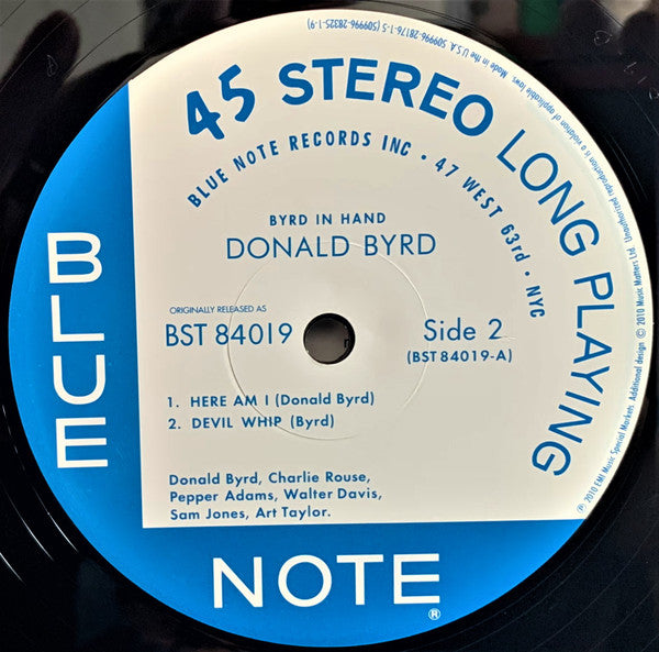 Donald Byrd - Byrd In Hand (2xVinyl, 12", 45 RPM, Limited Edition, Numbered, Reissue, Remastered, Stereo) Very Good Plus (VG+) / Near Mint (NM or M-)