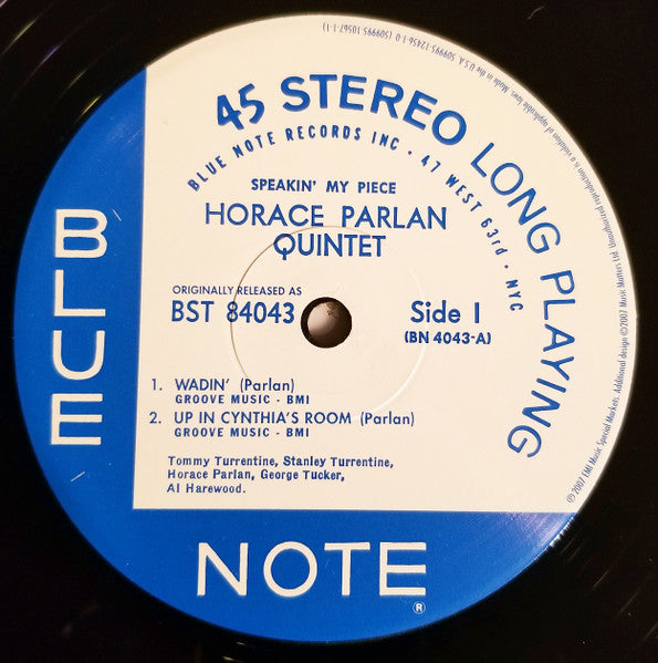 Horace Parlan Quintet - Speakin' My Piece (2xVinyl, LP, 45 RPM, Album, Limited Edition, Numbered, Reissue, Remastered, Stereo) Very Good Plus (VG+) / Very Good (VG)
