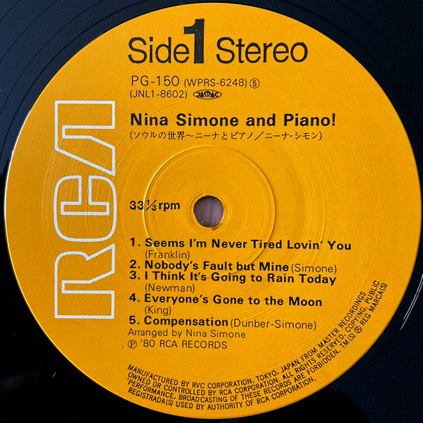 Nina Simone - Nina Simone And Piano ! (Vinyl, LP, Album, Reissue, Stereo) Very Good Plus (VG+) / Very Good (VG)