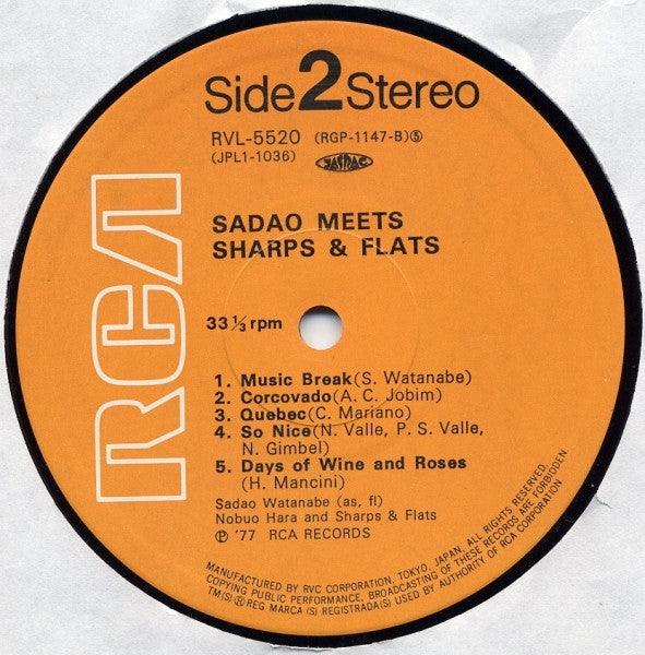Sadao Watanabe - Sadao Meets Sharps & Flats (Vinyl, LP, Album, Reissue) Very Good Plus (VG+) / Very Good (VG)