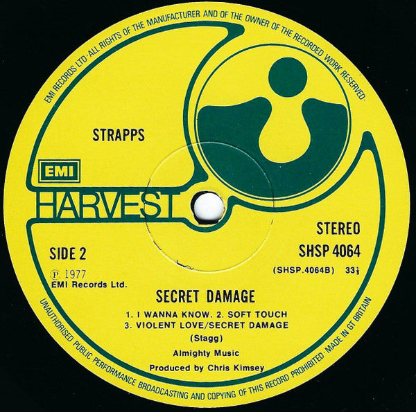 Strapps - Secret Damage (Vinyl, LP, Album) Very Good Plus (VG+) / Very Good Plus (VG+)